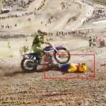 Motosiklet kazası geçiren sporcu rakipleri tarafından ezildi